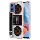 For Motorola Moto G34 Electroplating Marble Dual-side IMD Phone Case(Retro Radio) - 1