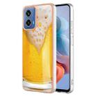 For Motorola Moto G34 Electroplating Marble Dual-side IMD Phone Case(Draft Beer) - 1