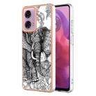 For Motorola Moto G04 4G / G24 4G Electroplating Marble Dual-side IMD Phone Case(Totem Elephant) - 1