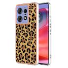 For Motorola Edge 50 Pro Electroplating Marble Dual-side IMD Phone Case(Leopard Print) - 1