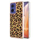 For Motorola Moto G85 Electroplating Marble Dual-side IMD Phone Case(Leopard Print) - 1