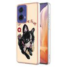 For Motorola Moto G85 Electroplating Marble Dual-side IMD Phone Case(Lucky Dog) - 1