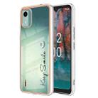 For Nokia C12 Electroplating Marble Dual-side IMD Phone Case(Smile) - 1