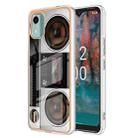 For Nokia C12 Electroplating Marble Dual-side IMD Phone Case(Retro Radio) - 1