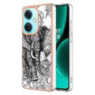 For OnePlus Nord CE3 Electroplating Marble Dual-side IMD Phone Case(Totem Elephant) - 1