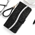 For Huawei P40 Lite E Glitter Powder Horizontal Flip Leather Case with Card Slots & Holder & Lanyard(Black) - 1