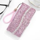 For Huawei P40 Lite E Glitter Powder Horizontal Flip Leather Case with Card Slots & Holder & Lanyard(Pink) - 1