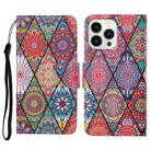 For iPhone 15 Pro Max 3D Colored Drawing Flip Leather Phone Case(Rhombus Totem) - 1