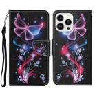 For iPhone 15 Pro 3D Colored Drawing Flip Leather Phone Case(Fluorescent Butterfly) - 1