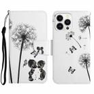 For iPhone 15 Pro 3D Colored Drawing Flip Leather Phone Case(Dandelions) - 1