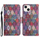 For iPhone 15 Plus 3D Colored Drawing Flip Leather Phone Case(Kaleidoscope) - 1