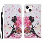 For iPhone 15 3D Colored Drawing Flip Leather Phone Case(Dance Girl) - 1