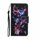 For iPhone 16 Pro Max 3D Colored Drawing Flip Leather Phone Case(Fluorescent Butterfly) - 2