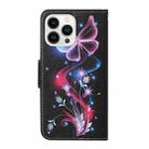 For iPhone 16 Pro Max 3D Colored Drawing Flip Leather Phone Case(Fluorescent Butterfly) - 3