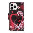 For iPhone 16 Pro Max 3D Colored Drawing Flip Leather Phone Case(Red Heart) - 3