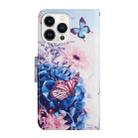 For iPhone 16 Pro Max 3D Colored Drawing Flip Leather Phone Case(Purple butterfly) - 3