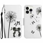 For iPhone 16 Pro Max 3D Colored Drawing Flip Leather Phone Case(Dandelions) - 1