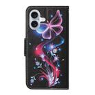 For iPhone 16 Plus 3D Colored Drawing Flip Leather Phone Case(Fluorescent Butterfly) - 3