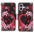 For iPhone 16 Plus 3D Colored Drawing Flip Leather Phone Case(Red Heart) - 1