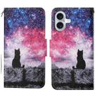 For iPhone 16 Plus 3D Colored Drawing Flip Leather Phone Case(Star Cat) - 1