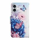 For iPhone 16 Plus 3D Colored Drawing Flip Leather Phone Case(Purple butterfly) - 3