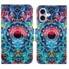 For iPhone 16 Plus 3D Colored Drawing Flip Leather Phone Case(Mandala) - 1