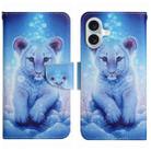 For iPhone 16 Plus 3D Colored Drawing Flip Leather Phone Case(Leopard) - 1