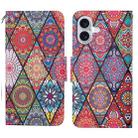 For iPhone 16 Plus 3D Colored Drawing Flip Leather Phone Case(Rhombus Totem) - 1