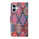 For iPhone 16 Plus 3D Colored Drawing Flip Leather Phone Case(Rhombus Totem) - 3