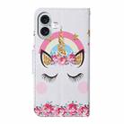 For iPhone 16 Plus 3D Colored Drawing Flip Leather Phone Case(Crown) - 3