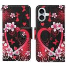 For iPhone 16 3D Colored Drawing Flip Leather Phone Case(Red Heart) - 1