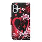 For iPhone 16 3D Colored Drawing Flip Leather Phone Case(Red Heart) - 3