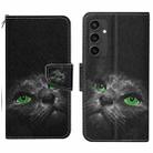 For Samsung Galaxy S24 FE 5G 3D Colored Drawing Flip Leather Phone Case(Black Cat) - 1