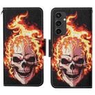 For Samsung Galaxy S24 FE 5G 3D Colored Drawing Flip Leather Phone Case(Flame Skull) - 1