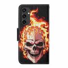 For Samsung Galaxy S24 FE 5G 3D Colored Drawing Flip Leather Phone Case(Flame Skull) - 3