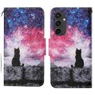 For Samsung Galaxy S24 FE 5G 3D Colored Drawing Flip Leather Phone Case(Star Cat) - 1