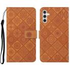 For Samsung Galaxy S23 FE 5G Ethnic Style Embossed Pattern Leather Phone Case(Brown) - 1