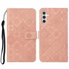 For Samsung Galaxy S23 FE 5G Ethnic Style Embossed Pattern Leather Phone Case(Pink) - 1