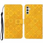 For Samsung Galaxy S23 FE 5G Ethnic Style Embossed Pattern Leather Phone Case(Yellow) - 1