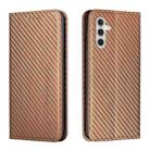 For Samsung Galaxy S23 FE 5G Carbon Fiber Texture Flip Holder Leather Phone Case(Brown) - 1