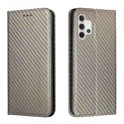 For Samsung Galaxy A32 4G Carbon Fiber Texture Flip Holder Leather Phone Case(Grey) - 1