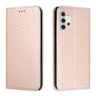 For Samsung Galaxy A32 4G Carbon Fiber Texture Flip Holder Leather Phone Case(Rose Gold) - 1
