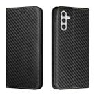 For Samsung Galaxy S24 5G Carbon Fiber Texture Flip Holder Leather Phone Case(Black) - 1