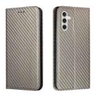 For Samsung Galaxy S24 5G Carbon Fiber Texture Flip Holder Leather Phone Case(Grey) - 1
