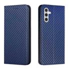 For Samsung Galaxy S24+ 5G Carbon Fiber Texture Flip Holder Leather Phone Case(Blue) - 1