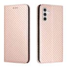 For Samsung Galaxy S24+ 5G Carbon Fiber Texture Flip Holder Leather Phone Case(Rose Gold) - 1