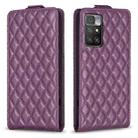 For Redmi 10 2022 / Note 11 4G Diamond Lattice Vertical Flip Leather Phone Case(Dark Purple) - 1