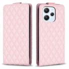 For Xiaomi Redmi 12 Diamond Lattice Vertical Flip Leather Phone Case(Pink) - 1