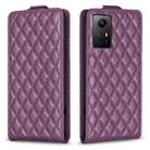 For Redmi Note 12S / 11 Global Diamond Lattice Vertical Flip Leather Phone Case(Dark Purple) - 1