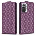 For Redmi Note 10 Pro /10 Pro Max Diamond Lattice Vertical Flip Leather Phone Case(Dark Purple) - 1